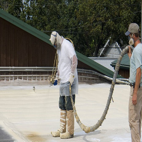 Man Sprays Silicone Coating on Roof.