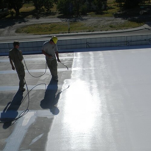 A Roof Coating is Applied to a Flat Roof